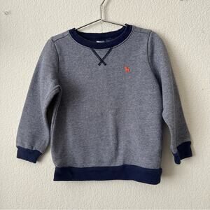 Carter’s navy blue white mini stripe crewneck sweatshirt pullover dog logo